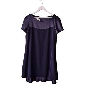 Jones New York Dress Cap Sleeve Satin Ruffle Cocktail A-Line Mini Black Size 10